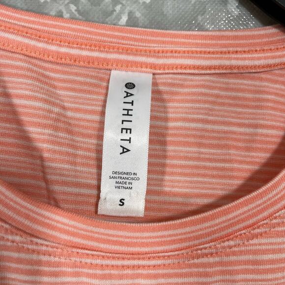 Athleta Women’s Coral Stripe Cloudlight Muscle Tee - Size Small - Athleisure Top - Picture 5 of 8